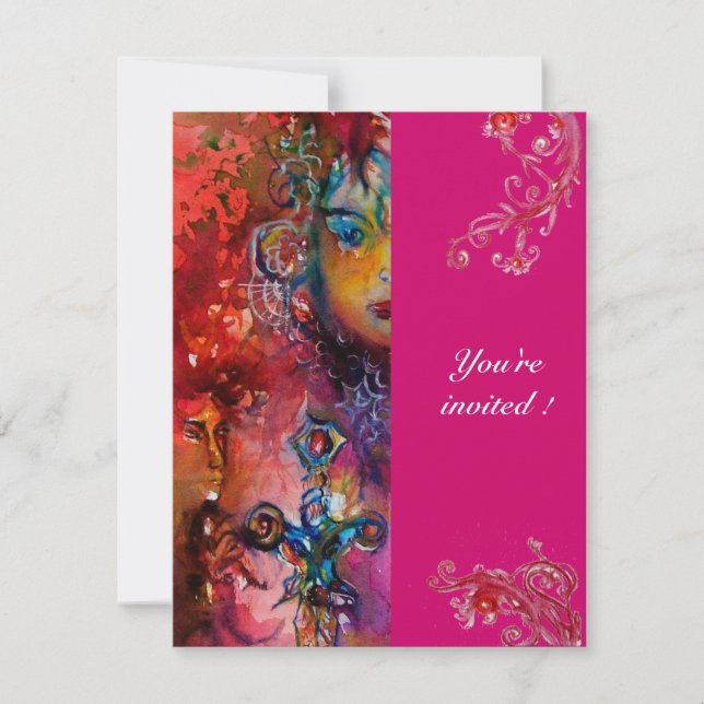 EXCALIBUR , bright red ,purple Invitation (Front)