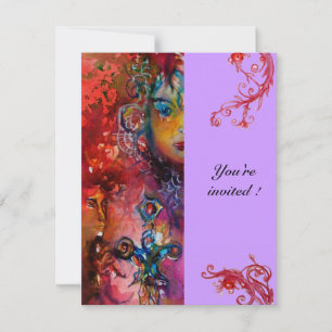 EXCALIBUR , bright red ,purple Invitation