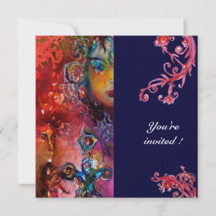 EXCALIBUR , bright red ,purple Invitation