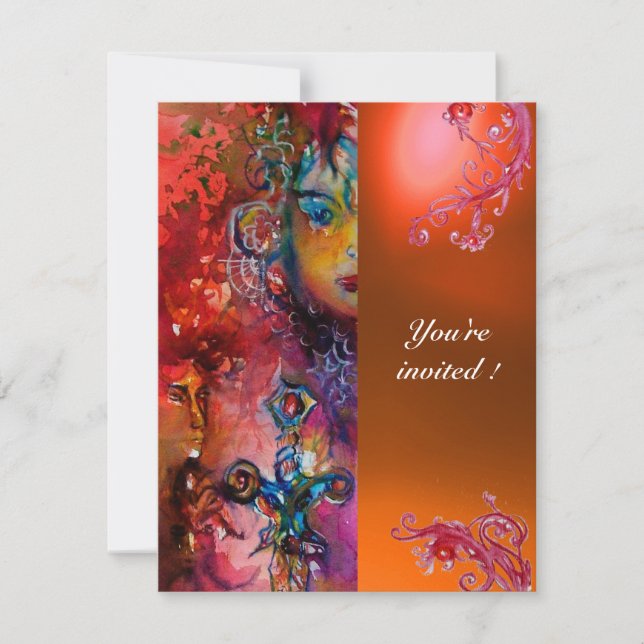 EXCALIBUR gem bright red ,pink blue orange Invitation (Front)