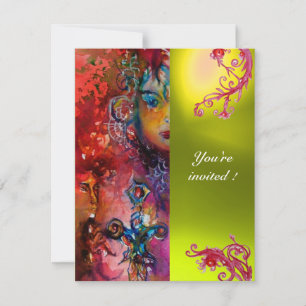 EXCALIBUR gem bright red ,pink blue orange yellow Invitation
