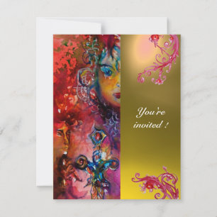 EXCALIBUR gem bright red ,pink blue orange yellow Invitation