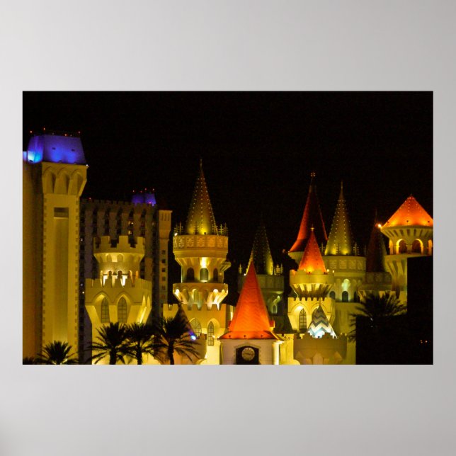 Excalibur Hotel and Casino at Night Poster (Front)