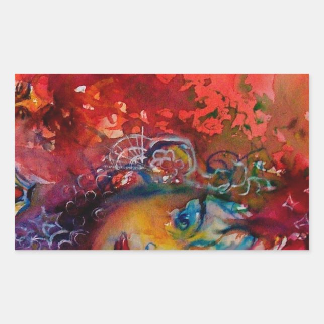 EXCALIBUR Lady Of The Lake ,Red Fantasy Rectangular Sticker (Front)