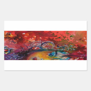 EXCALIBUR Lady Of The Lake ,Red Fantasy Rectangular Sticker