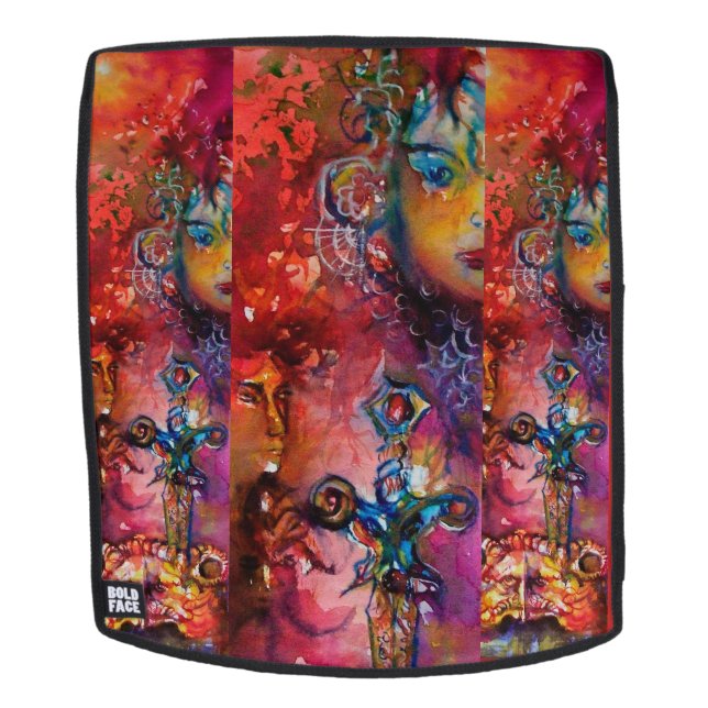 EXCALIBUR /Magic Sword  Red Purple Fantasy Backpack (Removable Face)