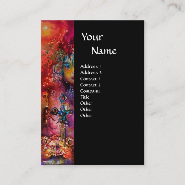 EXCALIBUR  MONOGRAM black purple red blue fuchsia Business Card (Front)