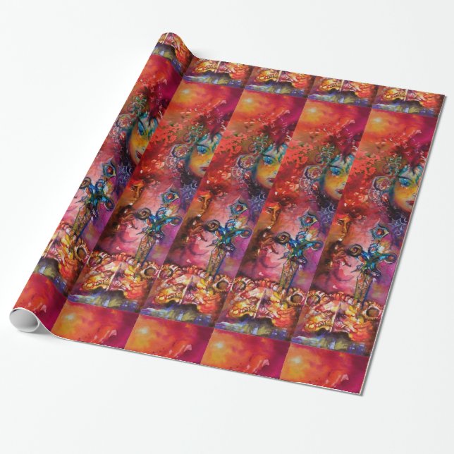 EXCALIBUR ,red purple blue Wrapping Paper (Unrolled)