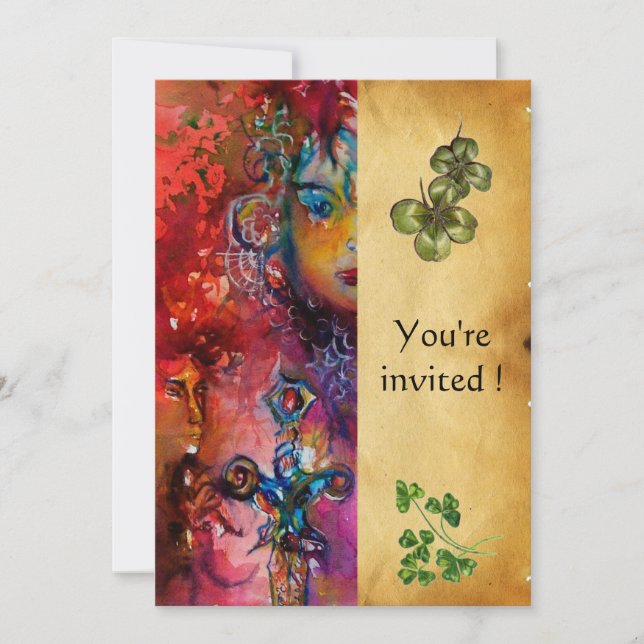 EXCALIBUR ,St Patrick's Day Party ,parchment Invitation (Front)