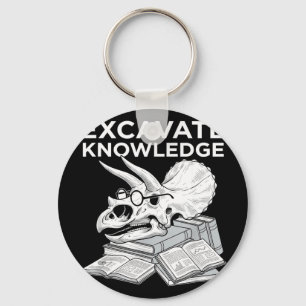 Excavate knowledge funny triceratops skull fossil key ring