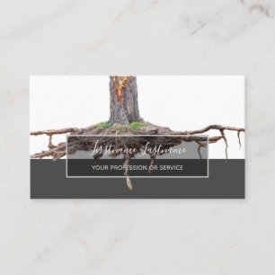 Excavated tree grey rectangle stripes business card