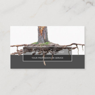 Excavated tree grey rectangle stripes business card