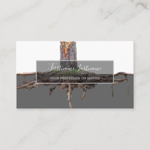 Excavated tree roots grey transparent rectangle business card