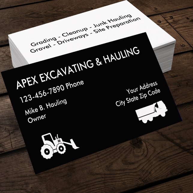 Excavating And Hauling Business Cards (Creator Uploaded)