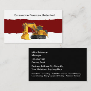 Excavation And Land Clearing Construction Business Card
