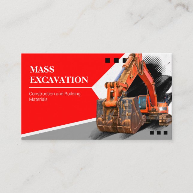 Excavation construction and building company business card (Front)