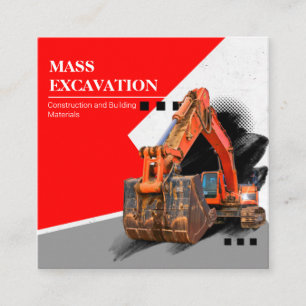 Excavation construction and building company square business card