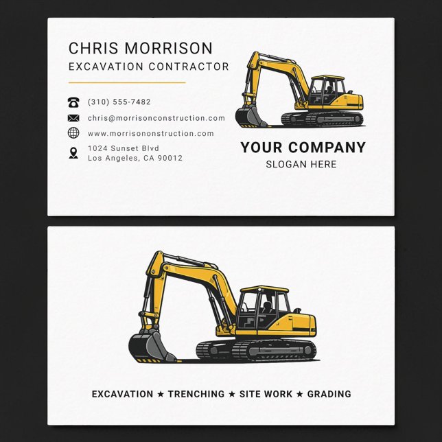 Excavation Contractor Excavator Construction Business Card (Creator Uploaded)