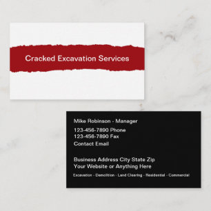 Excavation Demolition Land Clearing Business Card