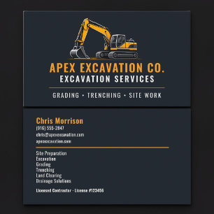 Excavation Excavator Professional Services Business Card