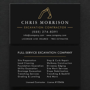 Excavation Operator Contractor Professional Business Card