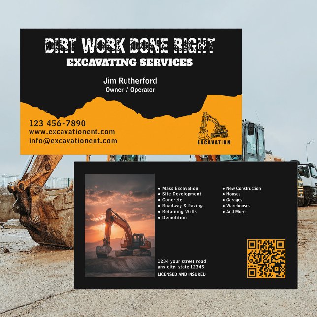 Excavation Services Business Business Card (Creator Uploaded)