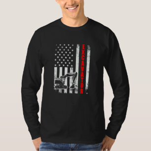 Excavator American Flag Usa Patriotic Proud Excava T-Shirt
