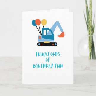 Excavator Birthday Card for Kids