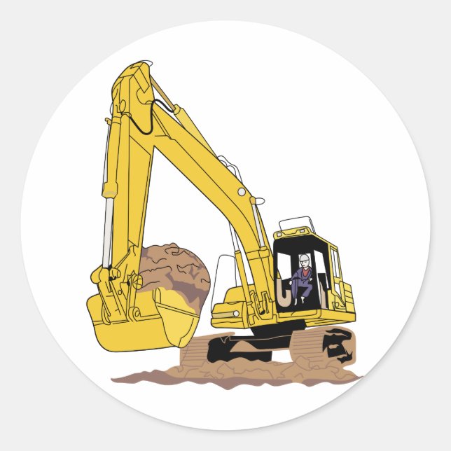 Excavator Classic Round Sticker (Front)