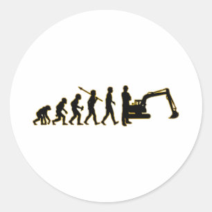 Excavator Classic Round Sticker