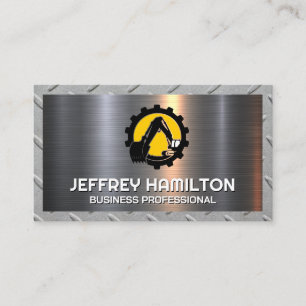 Excavator Construction Build   Plate Steel Sheet Business Card