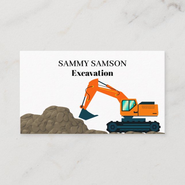 Excavator Construction  Business Card (Front)