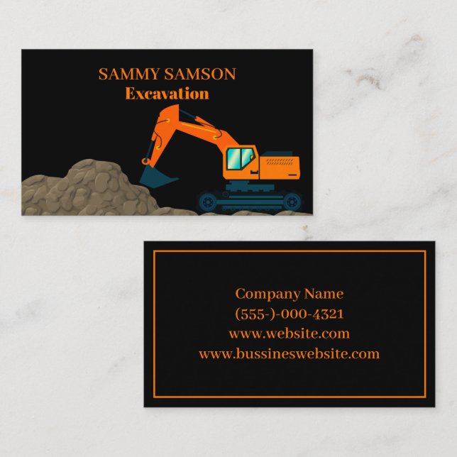 Excavator Construction Business Card (Front/Back)