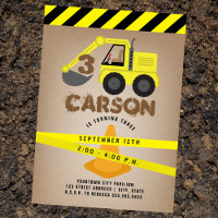 Excavator Construction Cone Kids Birthday