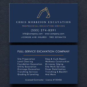 Excavator Construction Contractor Business Card
