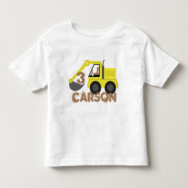 Excavator Construction Dirt Birthday Toddler T-Shirt (Front)