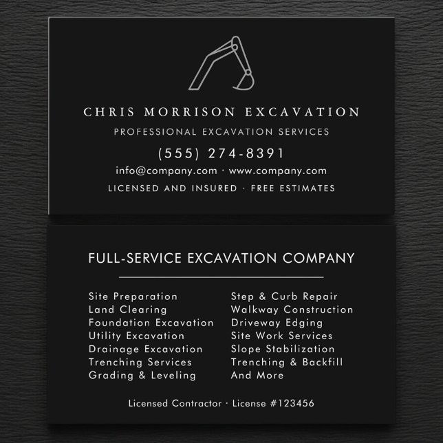 Excavator Construction Operator Company Business Card (Creator Uploaded)