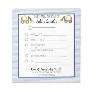 Excavator Construction School Note Excuse 1 Child