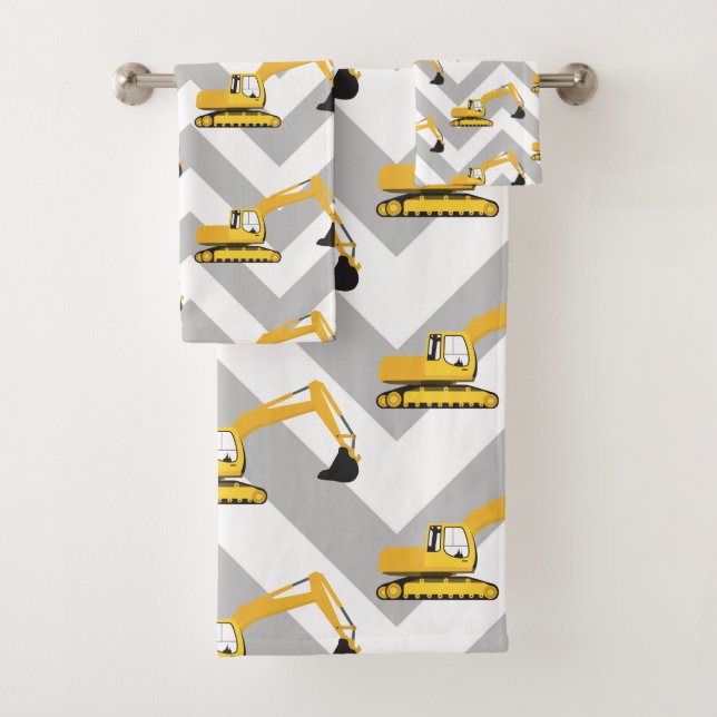 Excavator Construction Truck Bath Towel Set (Insitu)