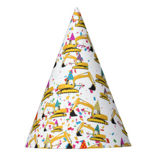 Excavator Construction Truck Birthday Party Hat