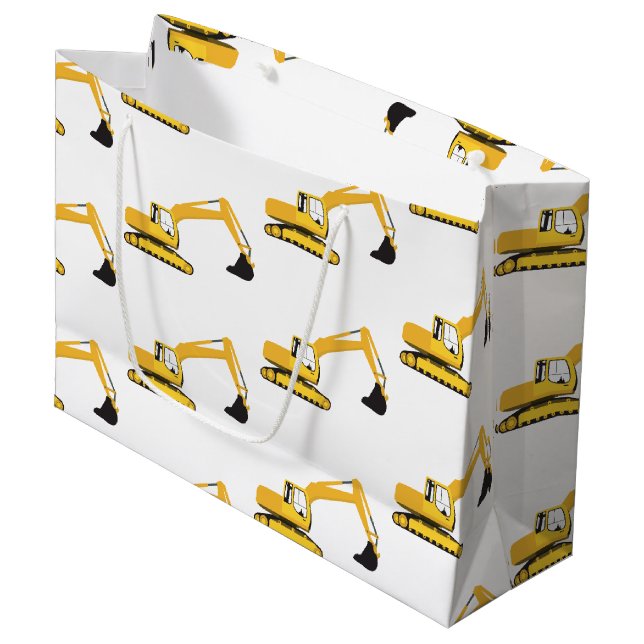 Excavator Construction Truck Large Gift Bag (Front Angled)