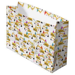 Excavator Construction Truck Party Pattern  Large Gift Bag