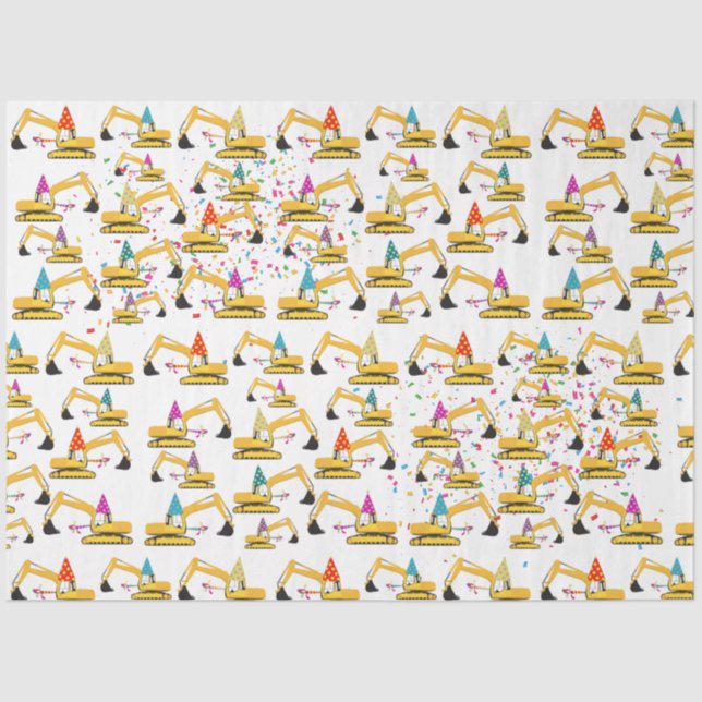 Excavator Construction Truck Party Pattern Tissue Paper (Front)