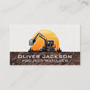 Excavator Construction Vehicle Business Card