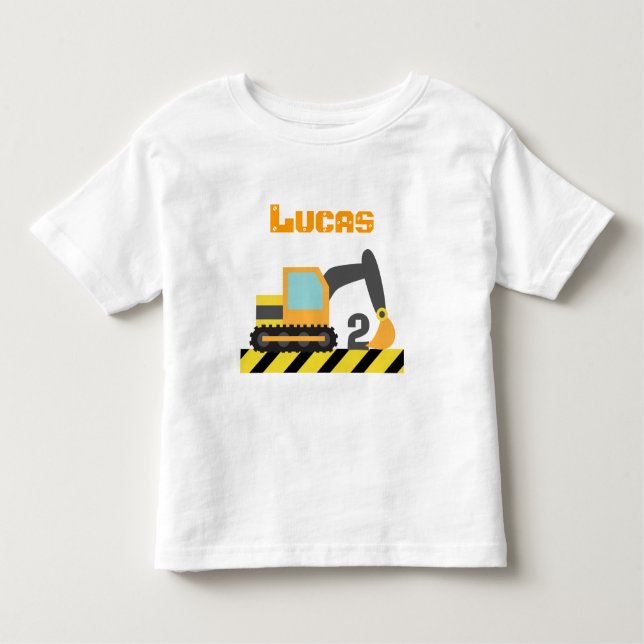Excavator Construction Vehicle For 2 Years old Toddler T-Shirt (Front)