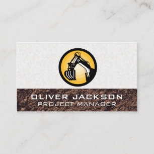 Excavator Construction Vehicle Icon Business Card