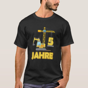 Excavator Crane Construction Site 5 Years Children T-Shirt