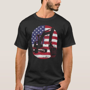 Excavator Digger Vintage Usa Flag T-Shirt