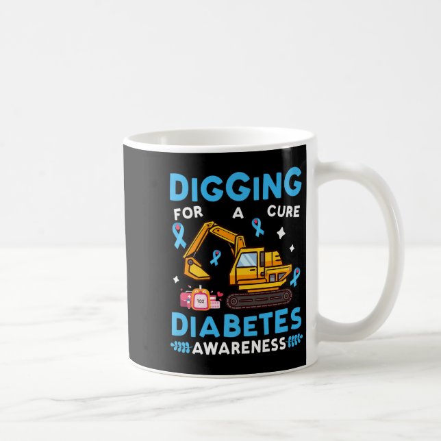 Excavator Digging For A Cure Diabetes Awareness Su Coffee Mug (Right)