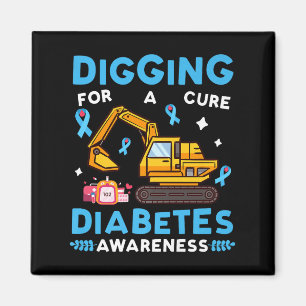 Excavator Digging For A Cure Diabetes Awareness Su Magnet